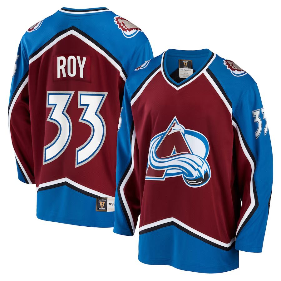 Men Colorado Avalanche 33 Patrick Roy Fanatics Branded Burgundy Breakaway Retired Player NHL Jersey